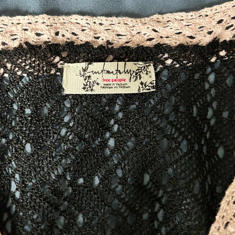 Free People Black and Pink floral dress with lace back.